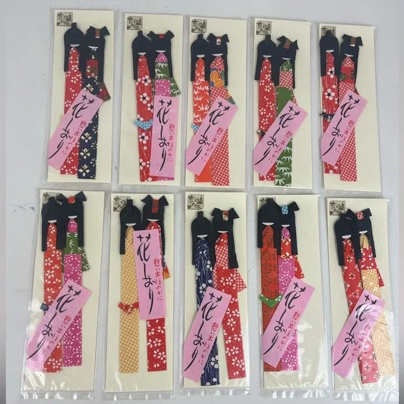 20 Vintage Japanese Style Origami Paper Geisha Doll Bookmarks New - Picture 1 of 12